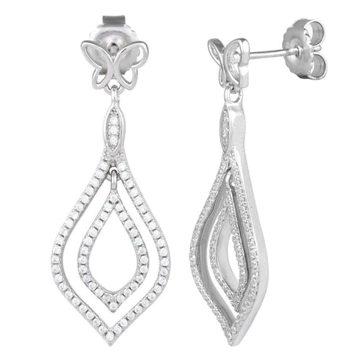 JB:SEZ695 All products Sterling Silver Butterfly Drop CZ Dan...