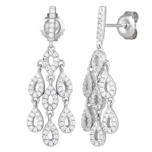 JB:SEZ698 All products Sterling Silver Chandelier Drop CZ Da...
