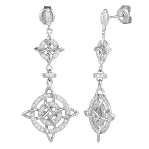 JB:SEZ699 All products Sterling Silver Double Cross CZ Dangl...