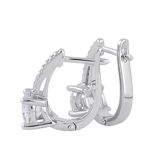 JB:SEZ886 Sterling Silver Elegant Clear CZ Hoop...