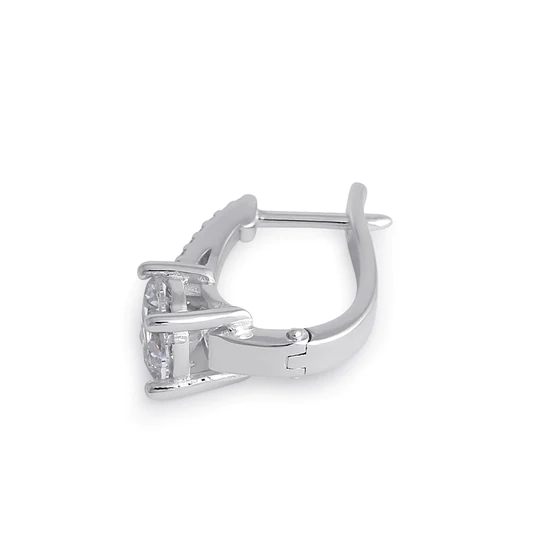 JB:SEZ886 Sterling Silver Elegant Clear CZ Hoop...