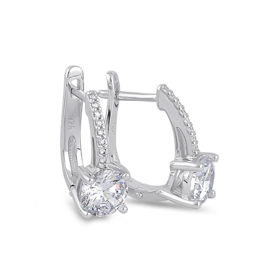 JB:SEZ886 Sterling Silver Elegant Clear CZ Hoop...