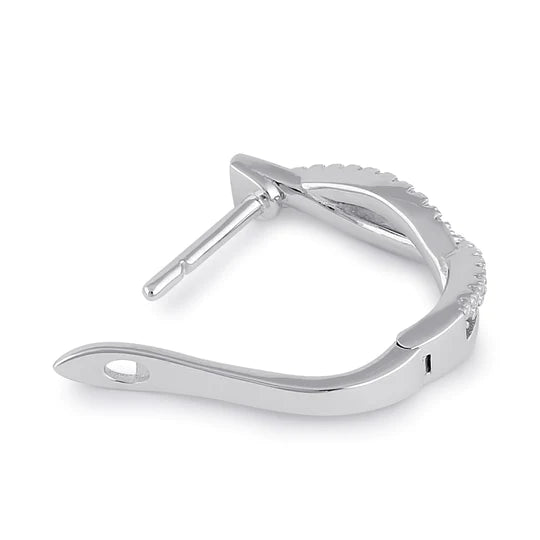 JB:SEZ891 Sterling Silver Clear CZ Twist Hoop Earrings