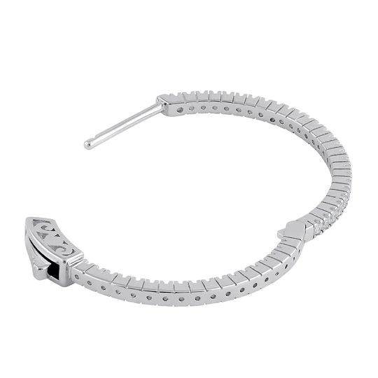 JB:P739 Sterling Silver 24.0mm x 1.5mm Clear CZ Hoop Earrings