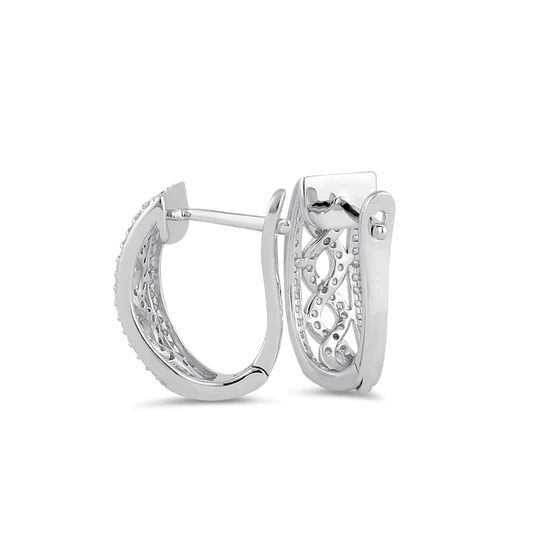 JB:SEZ909 All products Sterling Silver Clear CZ Twist Hoop E...