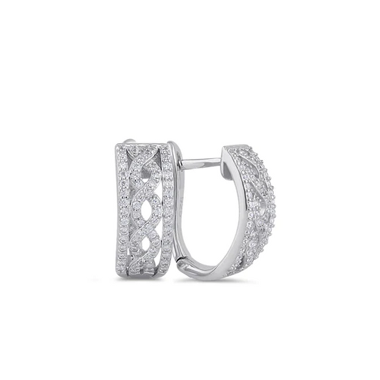 JB:SEZ909 All products Sterling Silver Clear CZ Twist Hoop E...