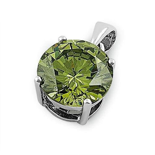 JB:SPZ241 All products Sterling Silver Olive Green Round CZ ...
