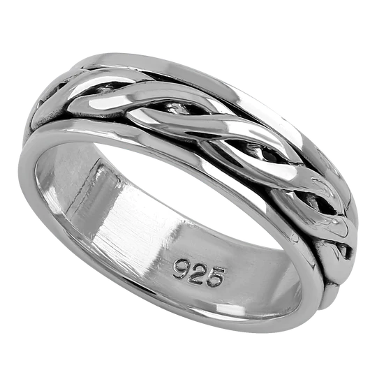 JB:SRK028 Sterling Silver 6MM Knot Spinner Ring