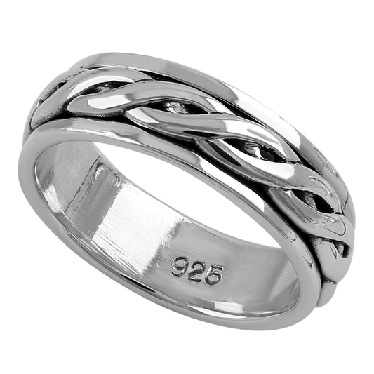 JB:SRK028 Sterling Silver 6MM Knot Spinner Ring