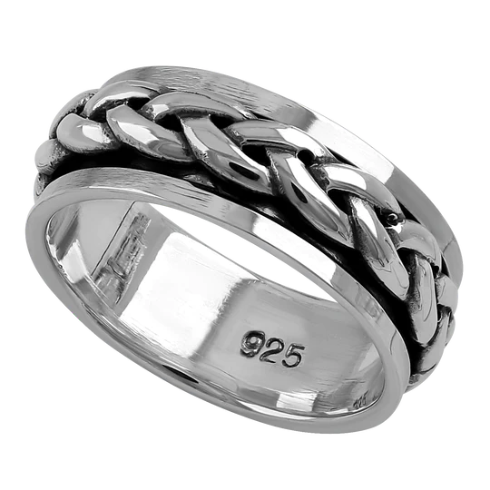 JB:SRK028 Sterling Silver 6MM Knot Spinner Ring