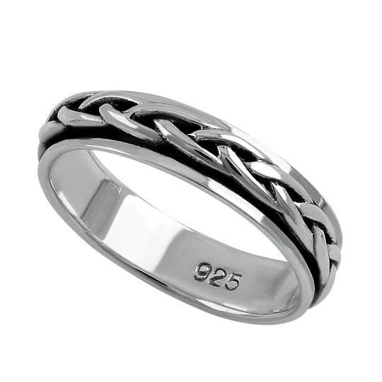 JB:SRK028 Sterling Silver 6MM Knot Spinner Ring