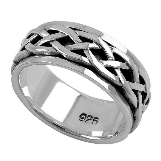 JB:SRK028 Sterling Silver 6MM Knot Spinner Ring