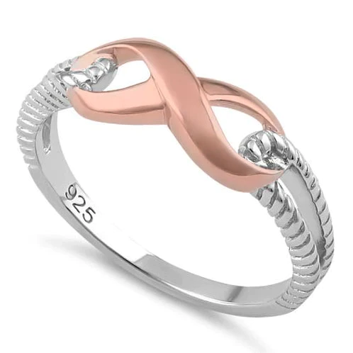 JB:SRP1306 Sterling Silver Two Tone Rose Gold Plated Infinity Ring