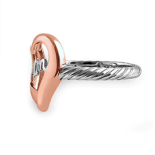 JB:SRP1307 Sterling Silver Two Tone Rose Gold Plated Mom Heart Ring