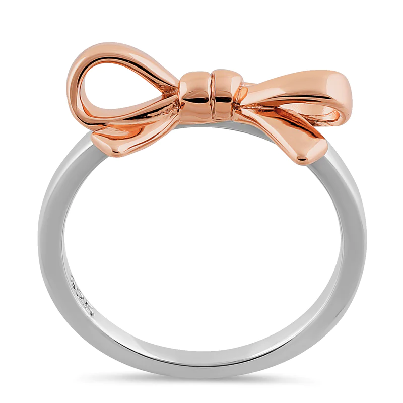 JB:SRP1758 Sterling Silver Two Tone Rose Gold Pl...  Sterling Silver Two Tone Rose Gold Plated Bow Ring