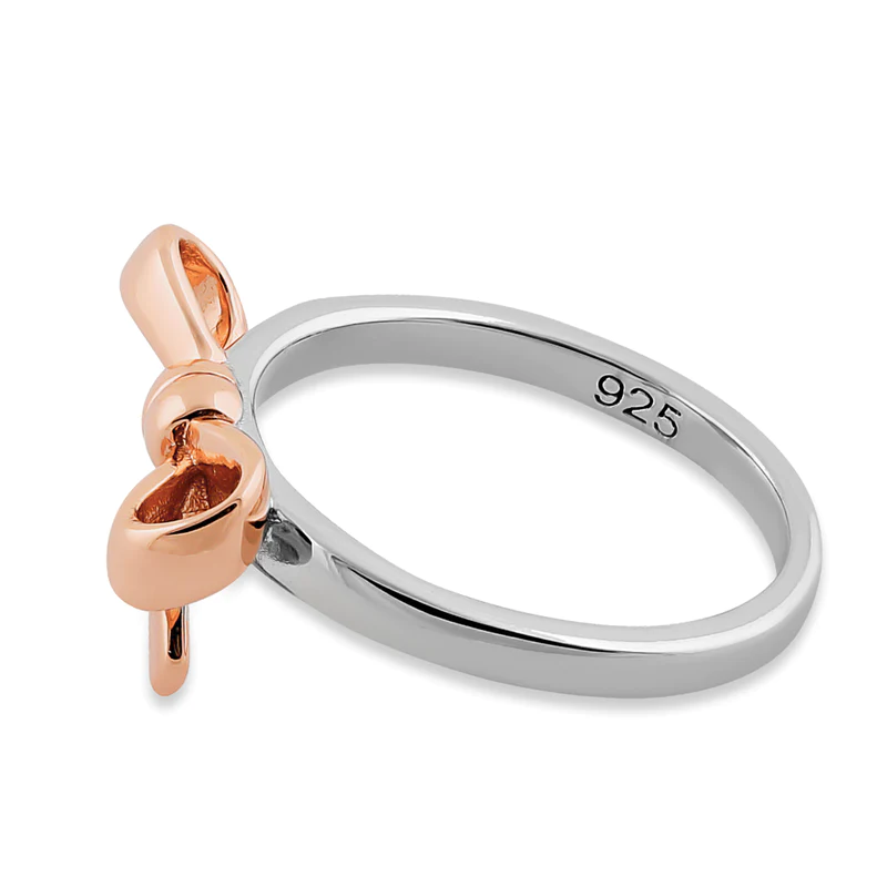 JB:SRP1758 Sterling Silver Two Tone Rose Gold Pl...  Sterling Silver Two Tone Rose Gold Plated Bow Ring