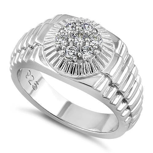 JB:SRZ6078 Sterling Silver Men's Nugget Design Ring