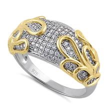 JB:SRZ6220 Sterling Silver Elegant Yellow Gold Plated Curved Wrap Ring