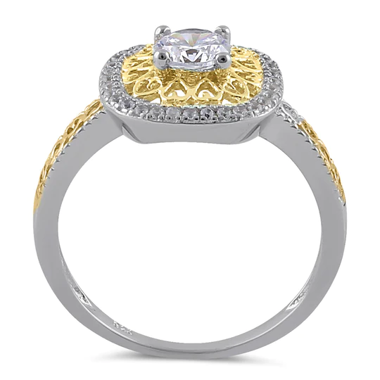 JB:SRZ6222 Sterling Silver Two-Tone Heart Engagement Ring
