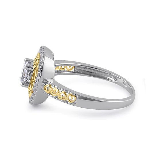 JB:SRZ6222 Sterling Silver Two-Tone Heart Engagement Ring