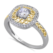 JB:SRZ6222 Sterling Silver Two-Tone Heart Engagement Ring