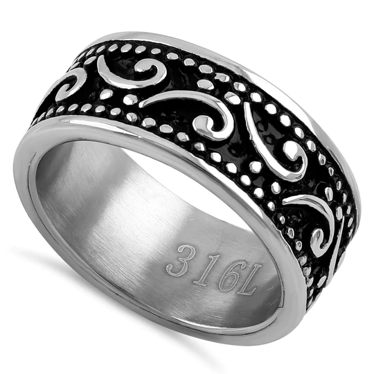 JB:TRK017 Stainless Steel Waive Pattern Band Ring