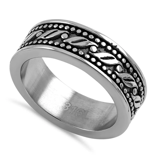 JB:TRK018 Stainless Steel Waive Pattern Band Ring