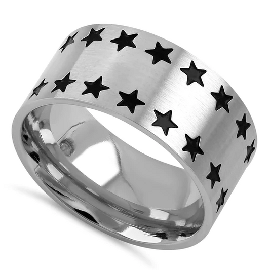 JB:TRK025 Stainless Steel All-Stars Band Ring
