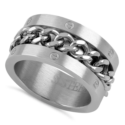 JB:TRK038 Stainless Steel Curb Chain Band Ring