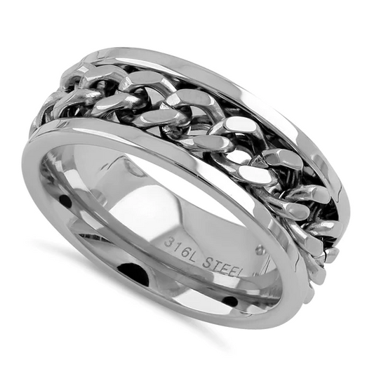 JB:TRK046 Stainless Steel Curb Chain Band Ring