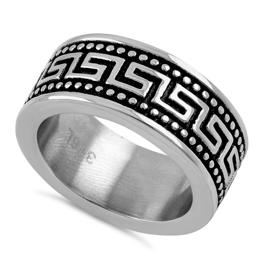 JB:TRK002 Stainless Steel Greek Pattern Band Ring