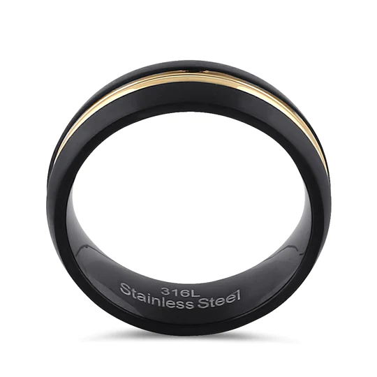 JB:TRP076 Stainless Steel Men's Black and Yellow Wedding Band