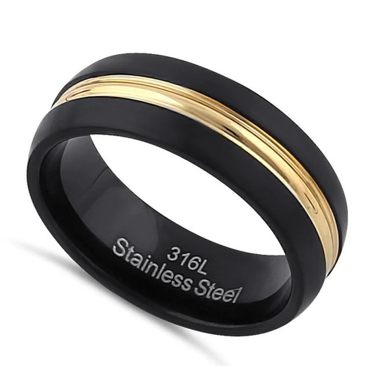 JB:TRP076 Stainless Steel Men's Black and Yellow Wedding Band