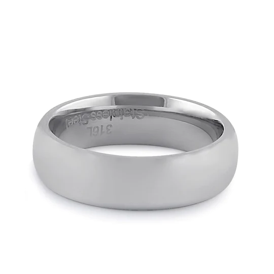 JB:TRP042 Stainless Steel Men's 6mm Polished Wedding Band