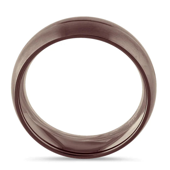 JB:TRP072 Stainless Steel Brown Plated Groove Band Ring