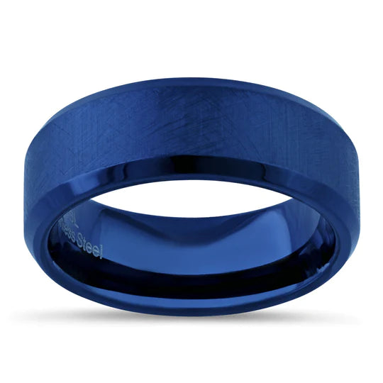JBD364 Stainless Steel 7mm Blue High Polish Band Ring