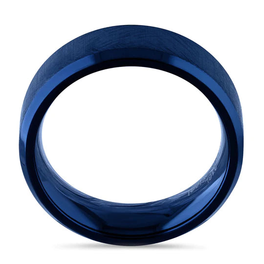 JBD364 Stainless Steel 7mm Blue High Polish Band Ring