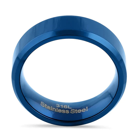 JB:TRP090 Stainless Steel 7mm Blue High Polish Band Ring