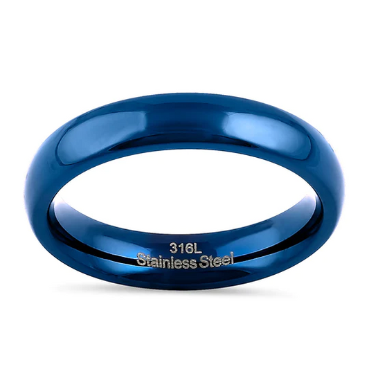 JB:TRP094 Stainless Steel 4mm Blue High Polish Band Ring