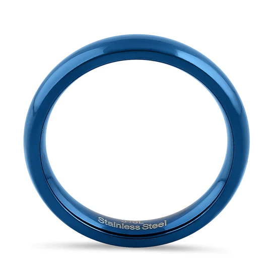 JB:TRP094 Stainless Steel 4mm Blue High Polish Band Ring