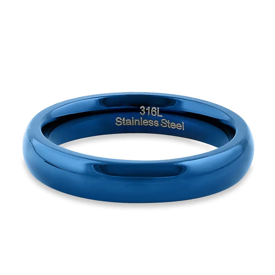 JB:TRP094 Stainless Steel 4mm Blue High Polish Band Ring