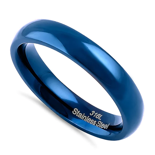JB:TRP094 Stainless Steel 4mm Blue High Polish Band Ring