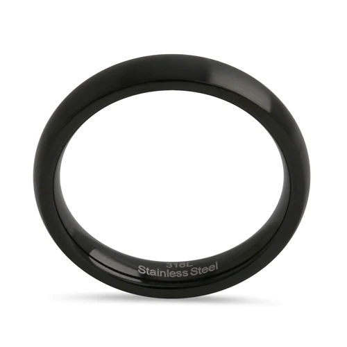 JB:TRK095 Stainless Steel 4mm Black Brushed Wedding Band Ring