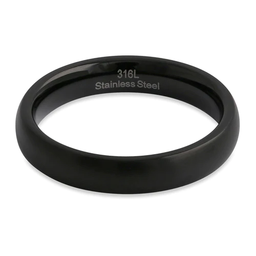 JB:TRK095 Stainless Steel 4mm Black Brushed Wedding Band Ring