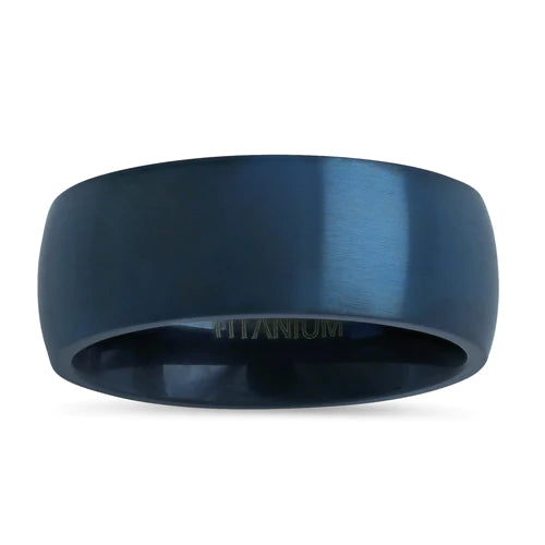 JB300 Titanium Blue 8mm Brushed Band Ring