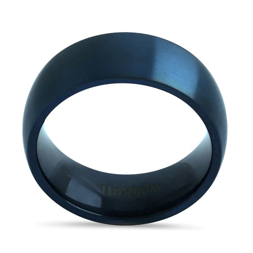 JB300 Titanium Blue 8mm Brushed Band Ring