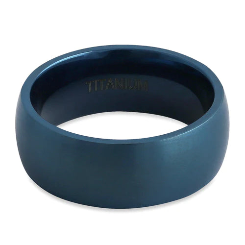 JB300 Titanium Blue 8mm Brushed Band Ring