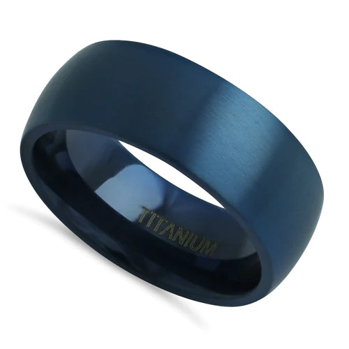 JB300 Titanium Blue 8mm Brushed Band Ring