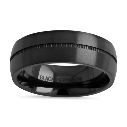 JB:TRP104 Black Zirconium 7mm Brushed Band Ring