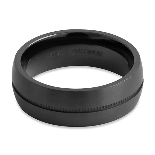 JB:TRP104 Black Zirconium 7mm Brushed Band Ring